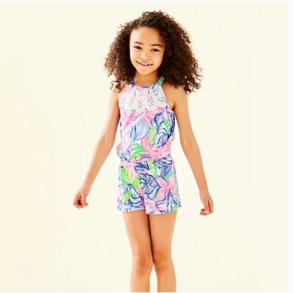 Lilly Pulitzer Mini Pearl Romper Large (8-10) Multi Havana Cocktail print - Picture 3 of 9
